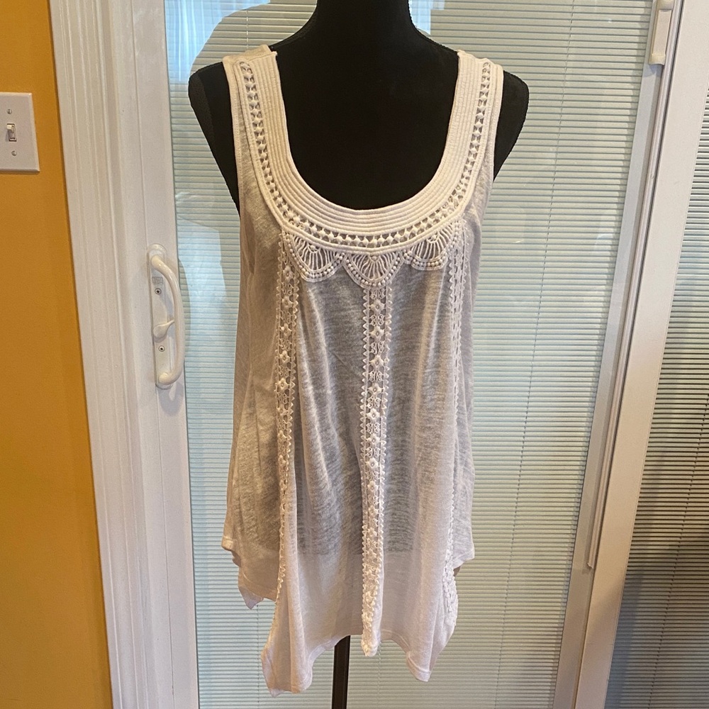 Cupio White Lace Detail Tank Top